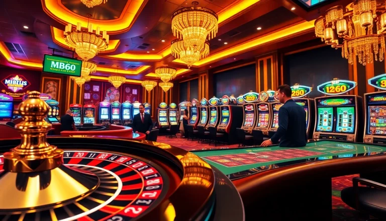 Experience the thrilling gaming atmosphere at MB66 with luxurious casino visuals and engaging gameplay.