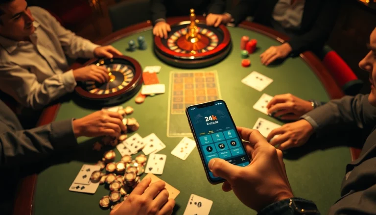 Using the app 24kclub, gamblers engage in exhilarating games at a luxurious casino table.