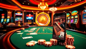 Betting action at 88i com's luxurious casino, featuring blackjack tables and vibrant slot machines.