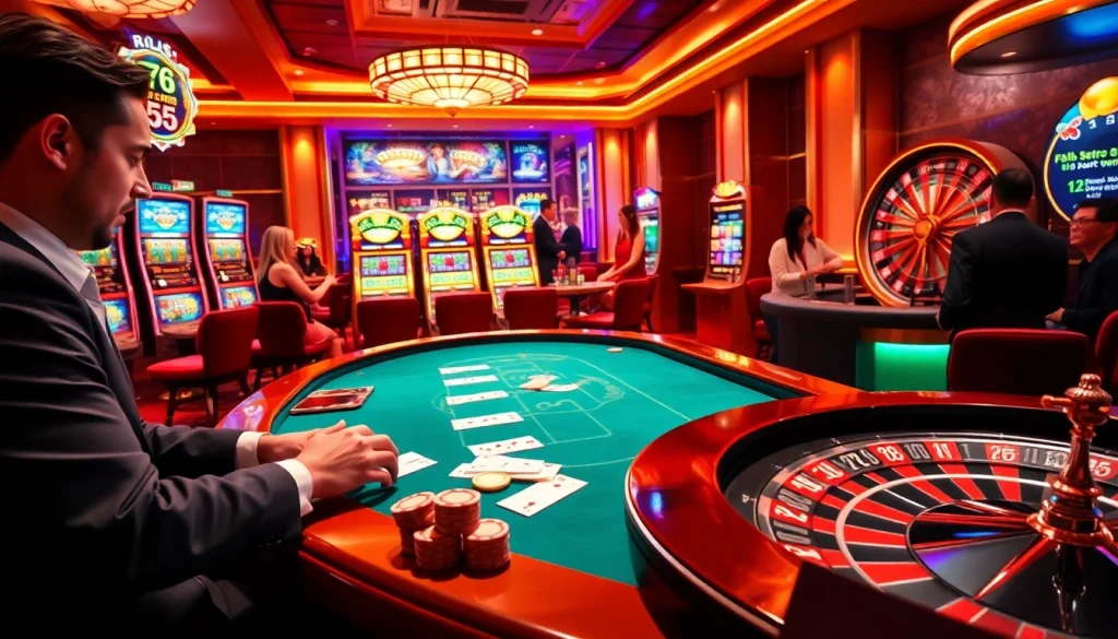 Exciting gaming scene featuring the game JL55 with engaging players at casino tables.