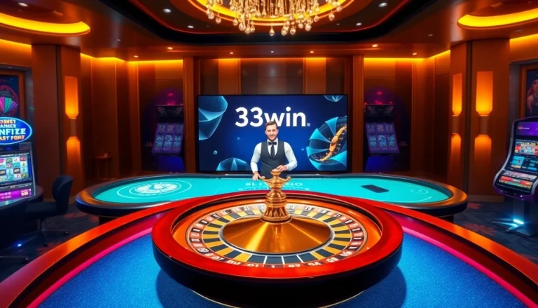 Experience the excitement of online gaming at https://33wins.it.com with luxurious casino tables and vibrant slot machines.