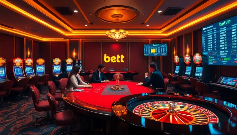 Trải nghiệm cảm giác hồi hộp của Bet VIP trong một casino sống động với trò chơi poker hấp dẫn.