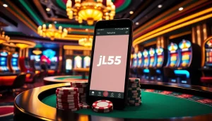 Experience the excitement of casino gaming with the jl55 app, showcasing an elegant interface and vibrant visuals.